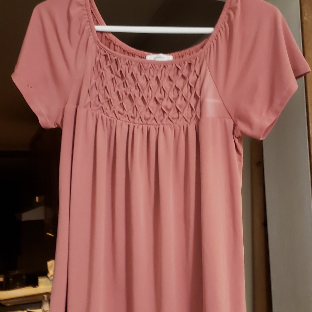 Maurices Pink Dressy Short Sleeve Shirt